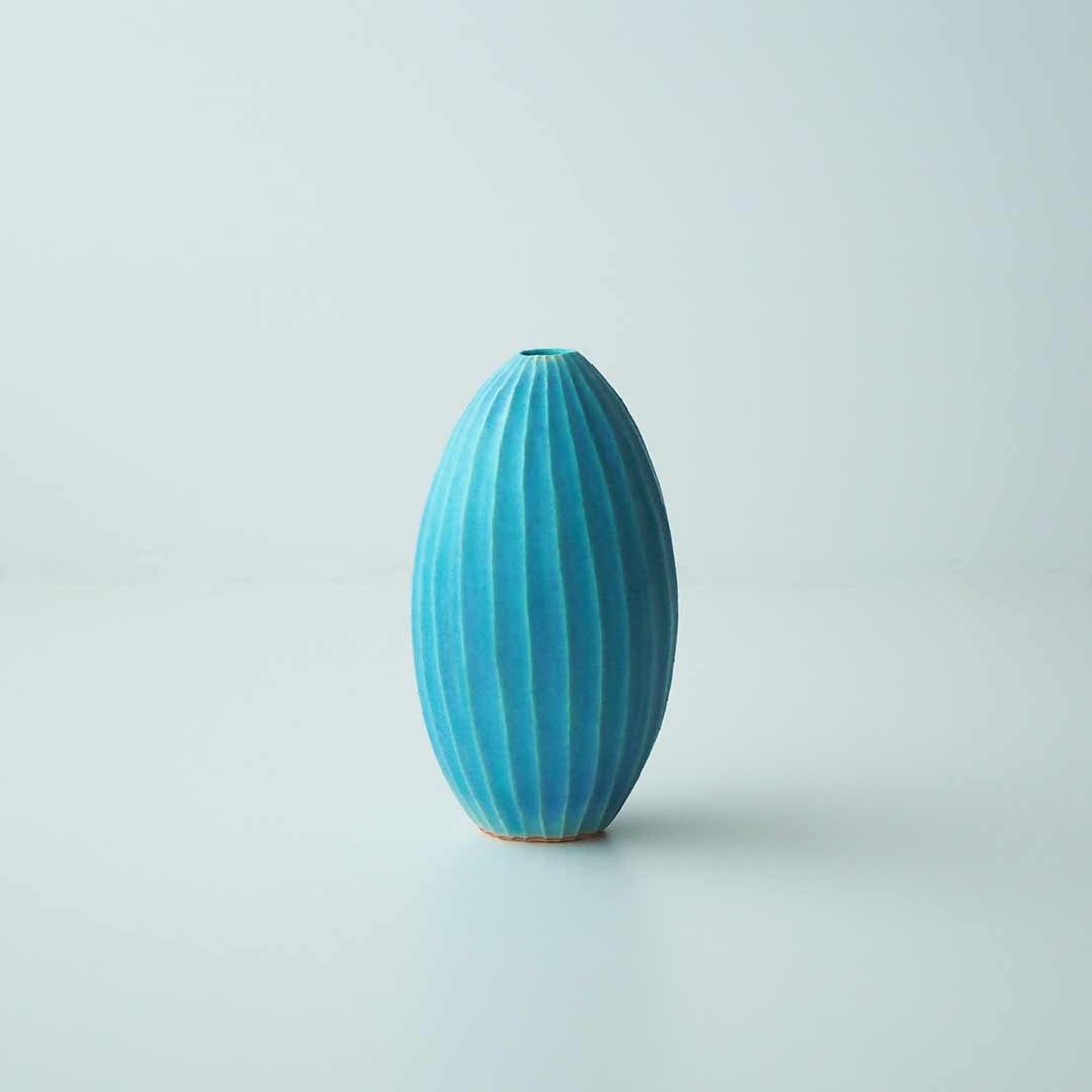 作家不明　しのぎ一輪挿し 作家不明 しのぎ一輪挿し 作家不明 しのぎ一輪挿し 花瓶 しのぎ