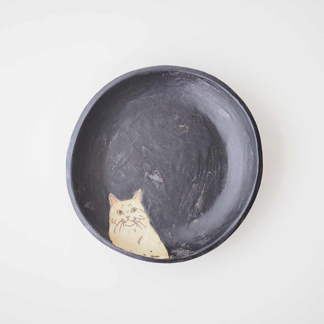 ねこ/イラスト/大皿22cm | 陶工房 Ron | 糸島くらし×ここのき