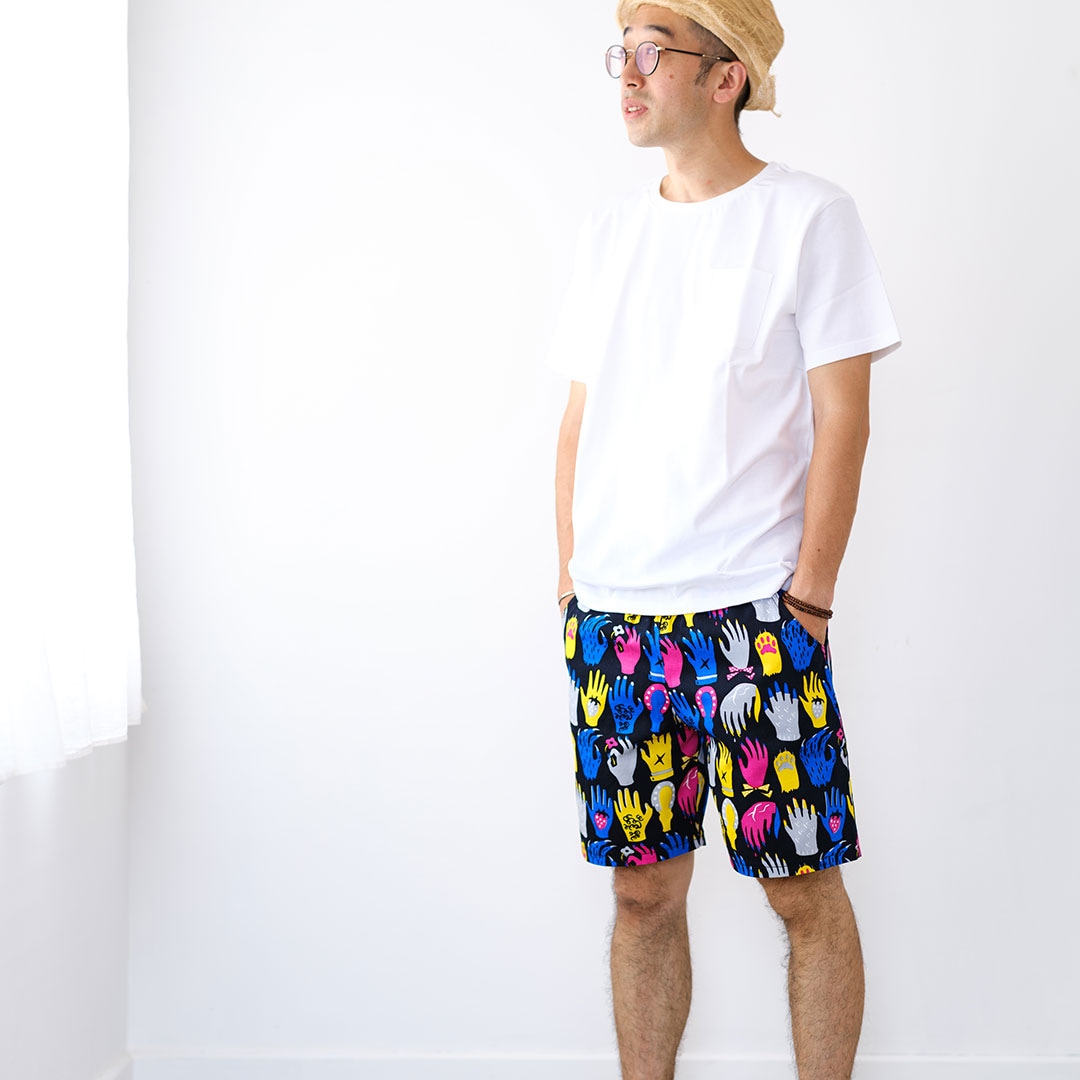 ショートパンツ/手手/黒/Mサイズ（ユニセックス） | makumo(マクモ