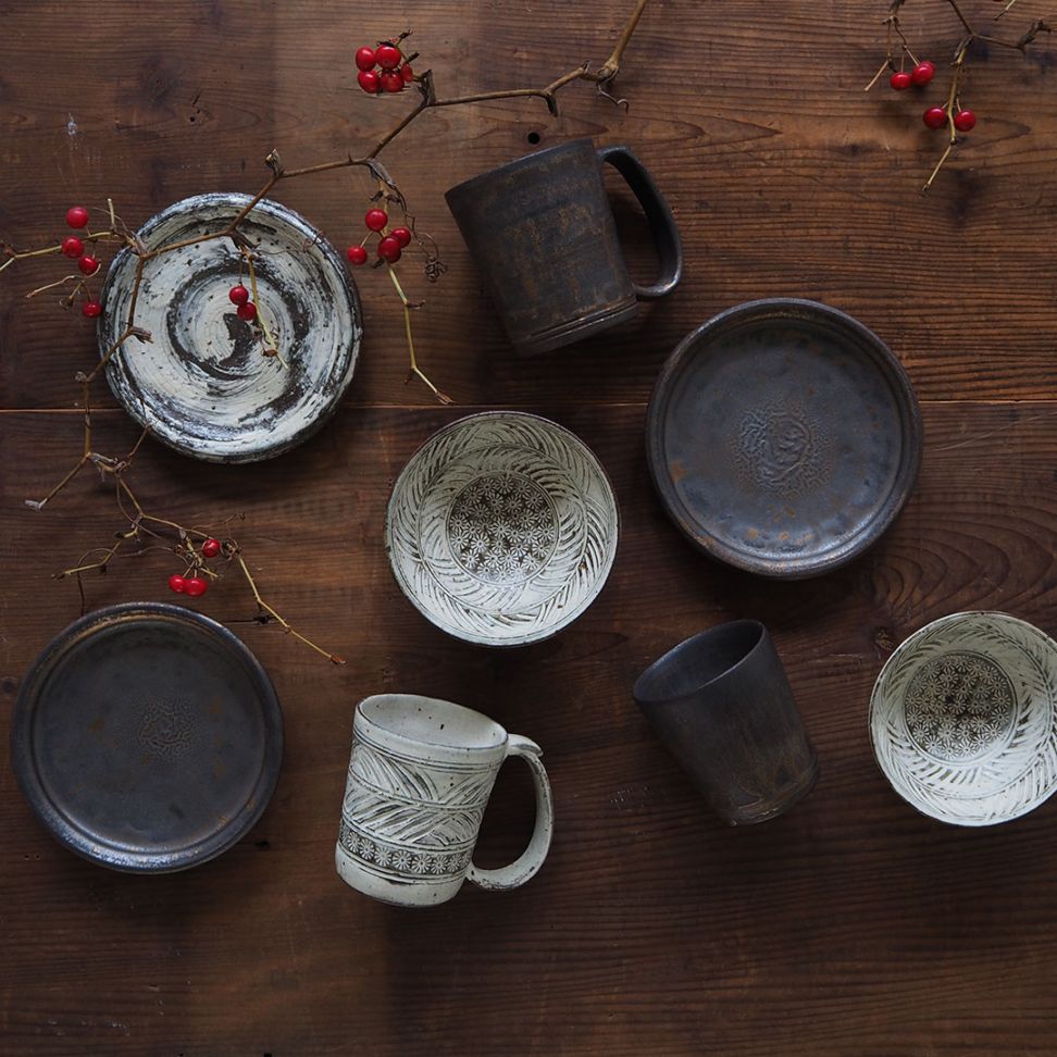 黒金彩/めん鉢 | 唐津焼 雅樂窯 ( うたがま ) | 糸島くらし×ここのき