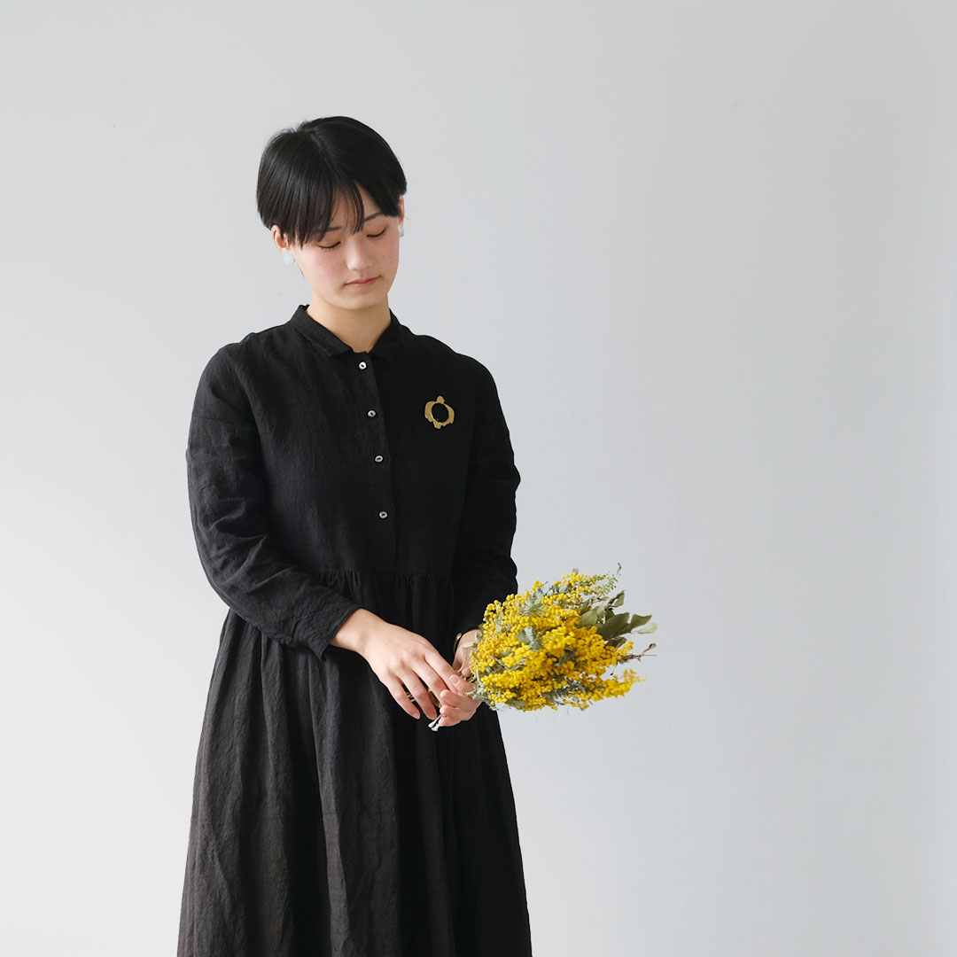 CABaN ギャザーワンピース　ブラック CABaN ワンピース キュプラポリエステルジャージー ギャザー