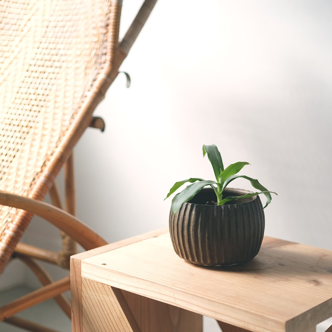 鉢カバー/しのぎ/ブロンズ/2-2.5号用 | 風唄窯 | 糸島くらし×ここのき  