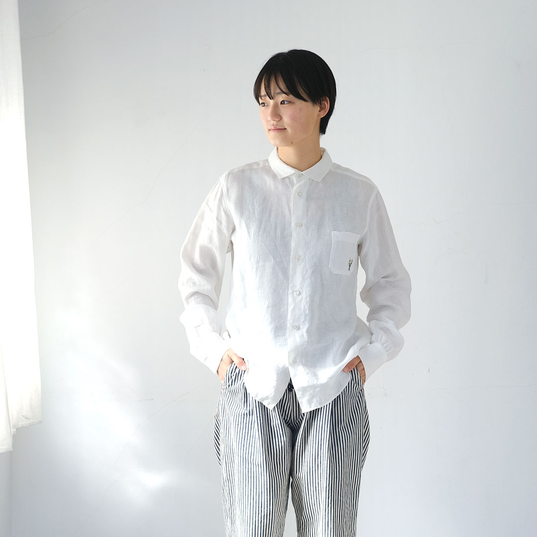 刺繍入りスモールカラーシャツ/サイズ2 | BUCOLICA | 糸島くらし×ここ