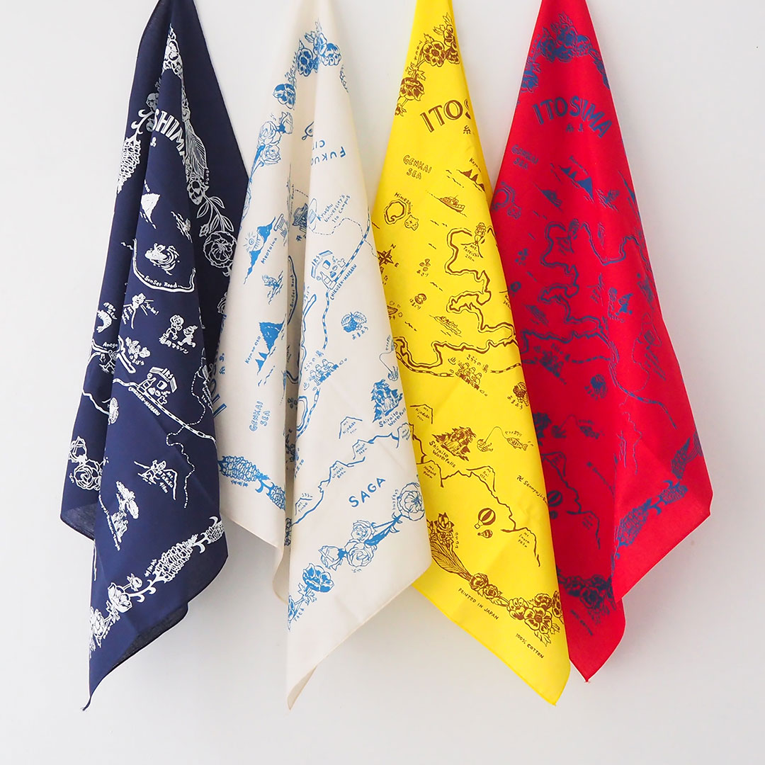 ITOSHIMA MAP BANDANNA | BIGPINK PrintWorks | 糸島くらし×ここ