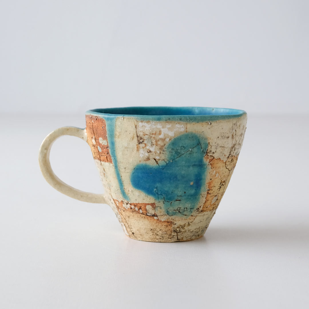 memollage/三角マグカップ/ターコイズ | 陶工房 Ron | 糸島くらし×ここ