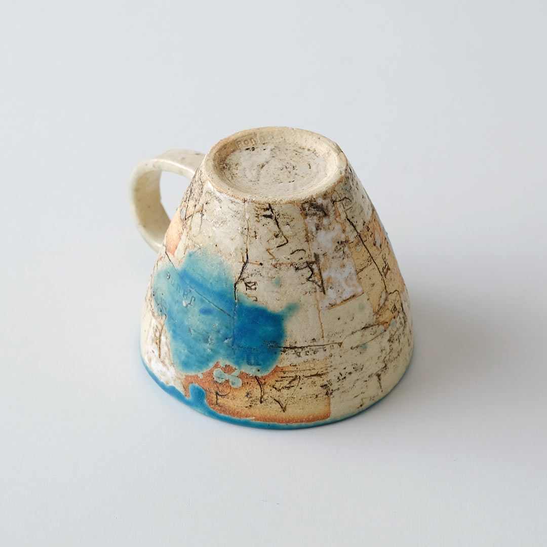 memollage/三角マグカップ/ターコイズ | 陶工房 Ron | 糸島くらし×ここ