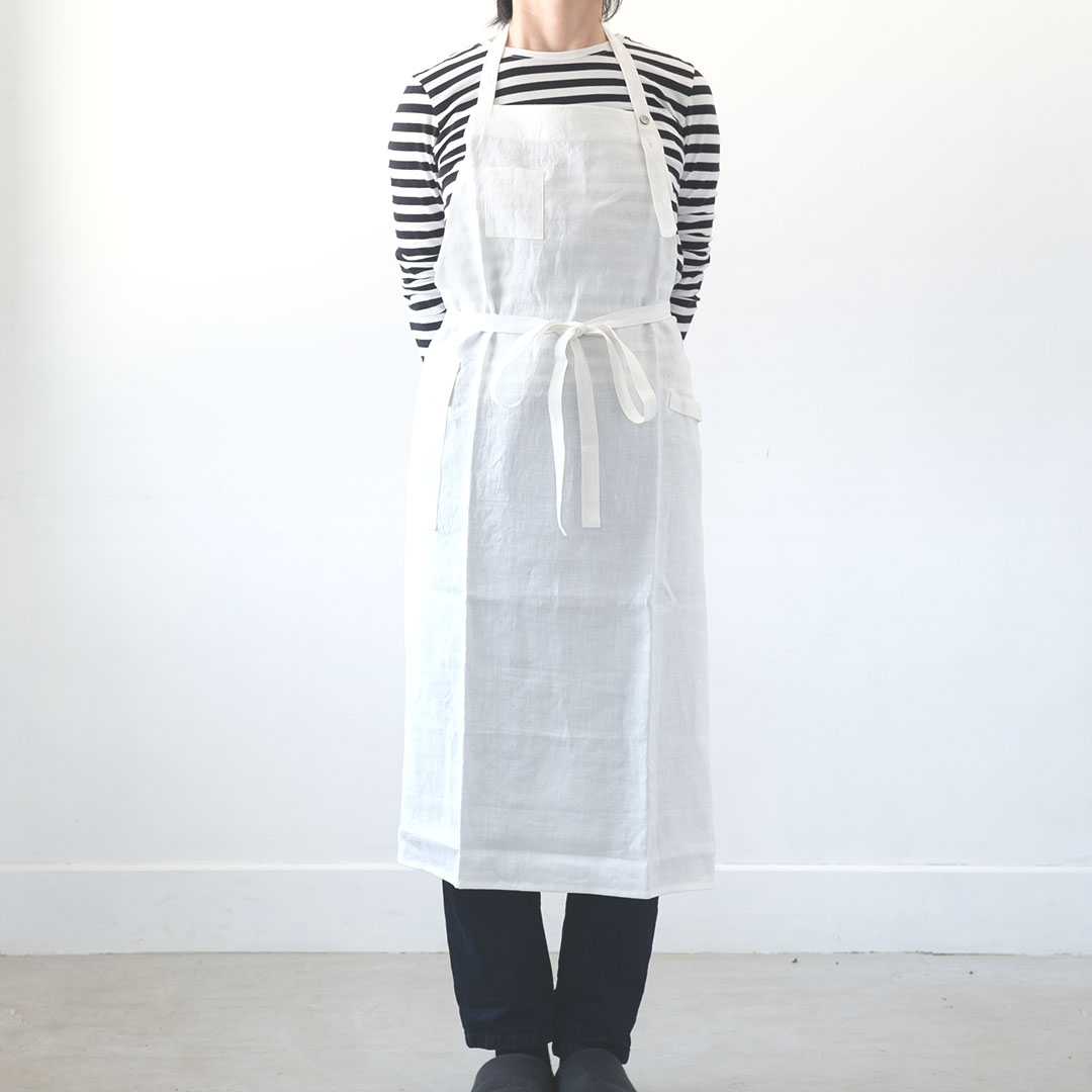 ワークエプロン/リネン/白（薄手） | BUCOLICA | 糸島くらし×ここのき