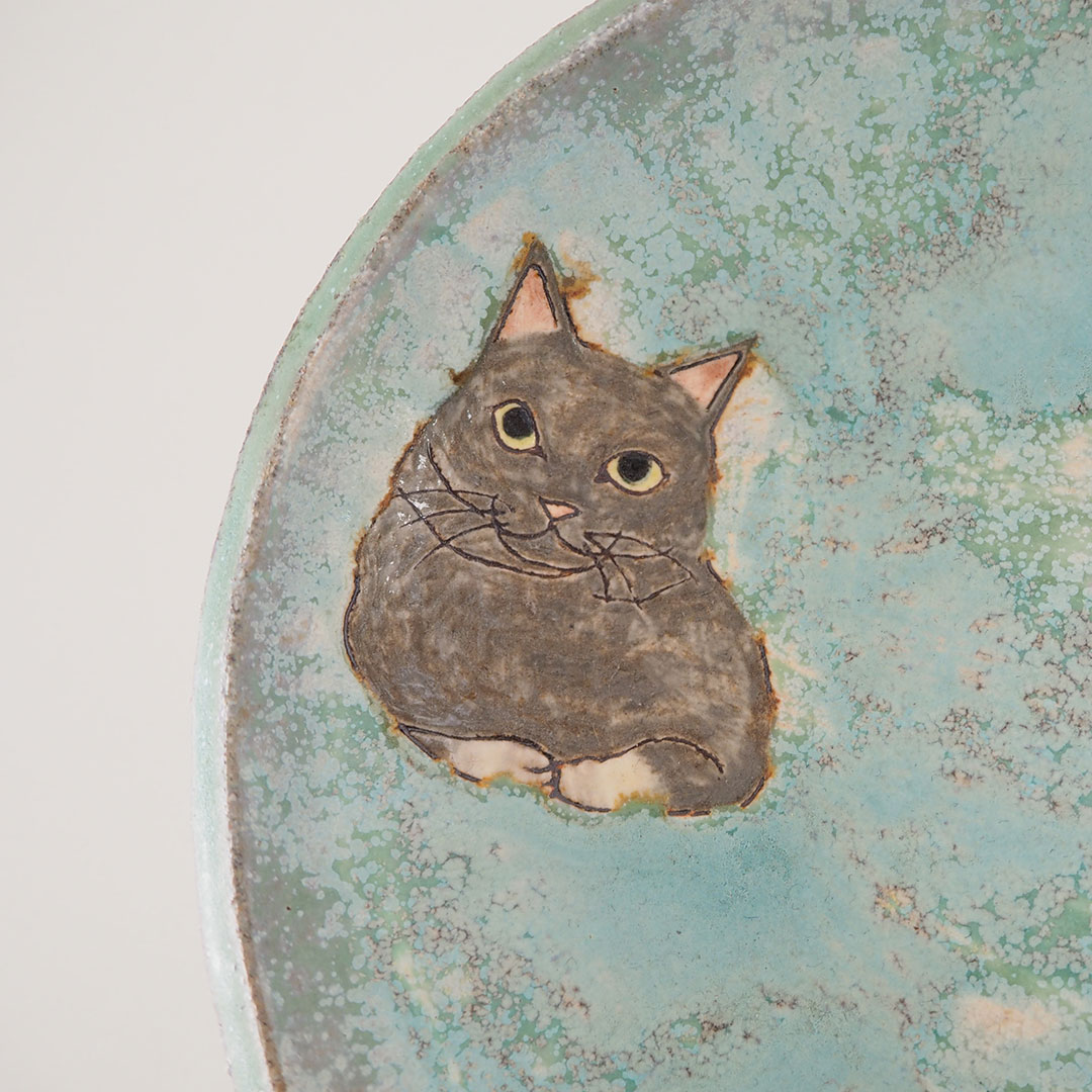 ねこの楕円皿/24.5cm | 陶工房 Ron | 糸島くらし×ここのき 公式