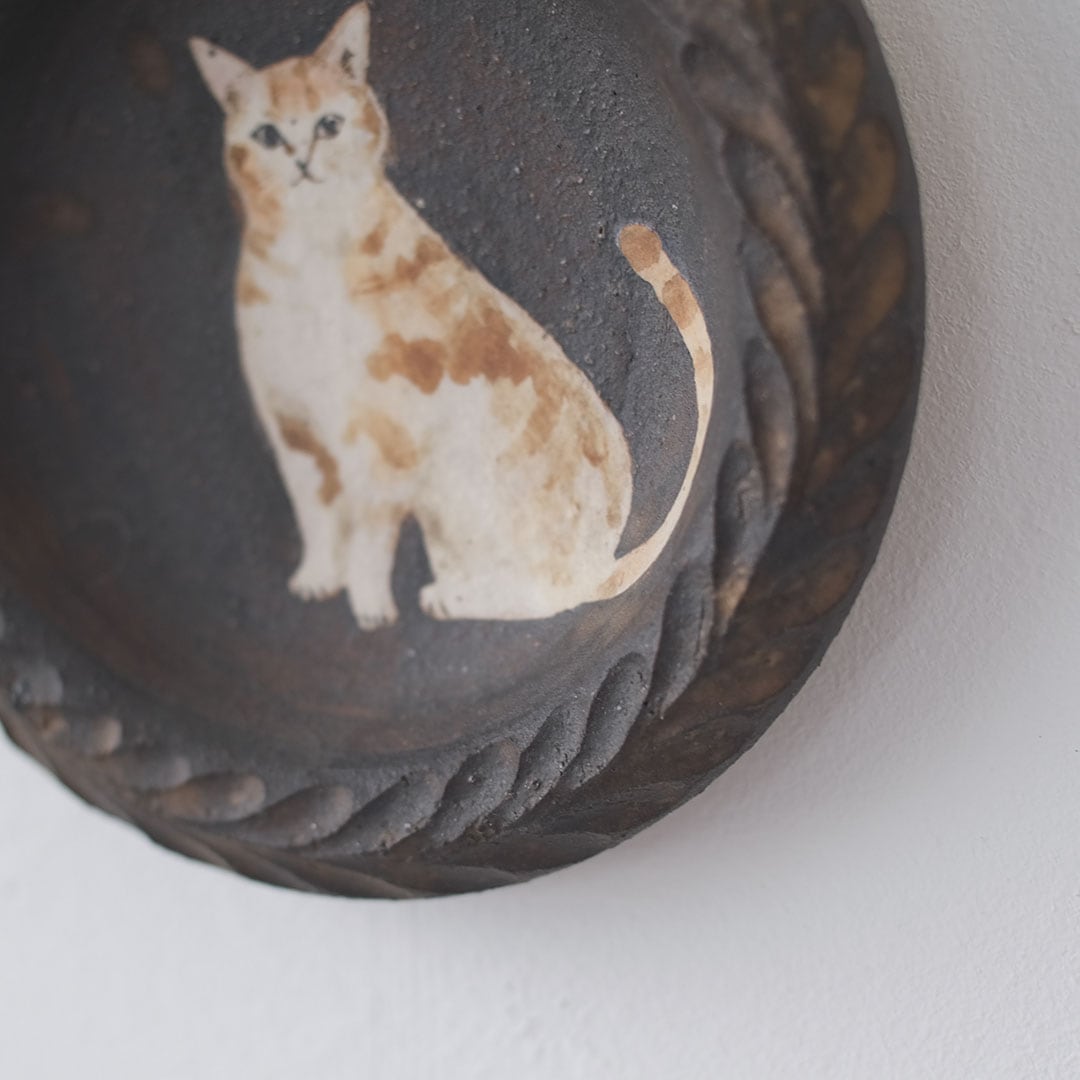 森安幸代acne pottery studio 壁掛け一輪挿し壁掛け花器猫