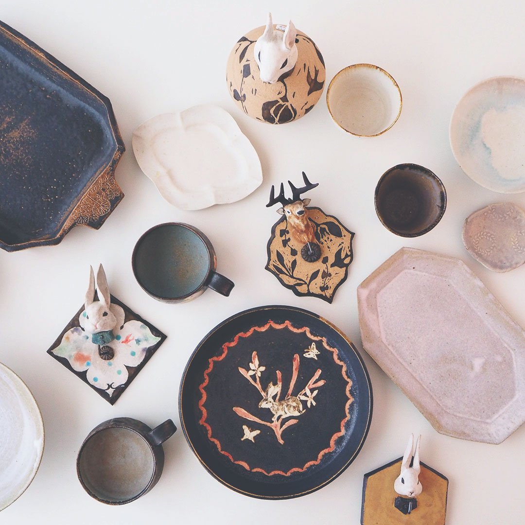 森安幸代　acne pottery studio 壁掛け一輪挿し　壁掛け花器　猫 森安幸代 acne pottery studio 壁掛け一輪挿し 壁掛け花器 猫