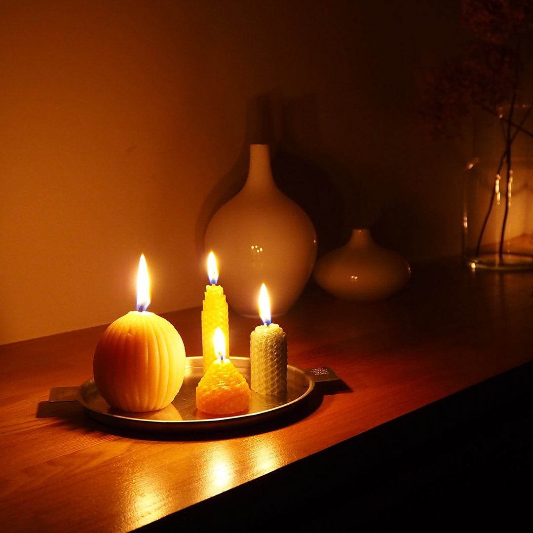 みつろうキャンドル/ひだひだ/ナチュラル | akarizm | 糸島くらし×ここ