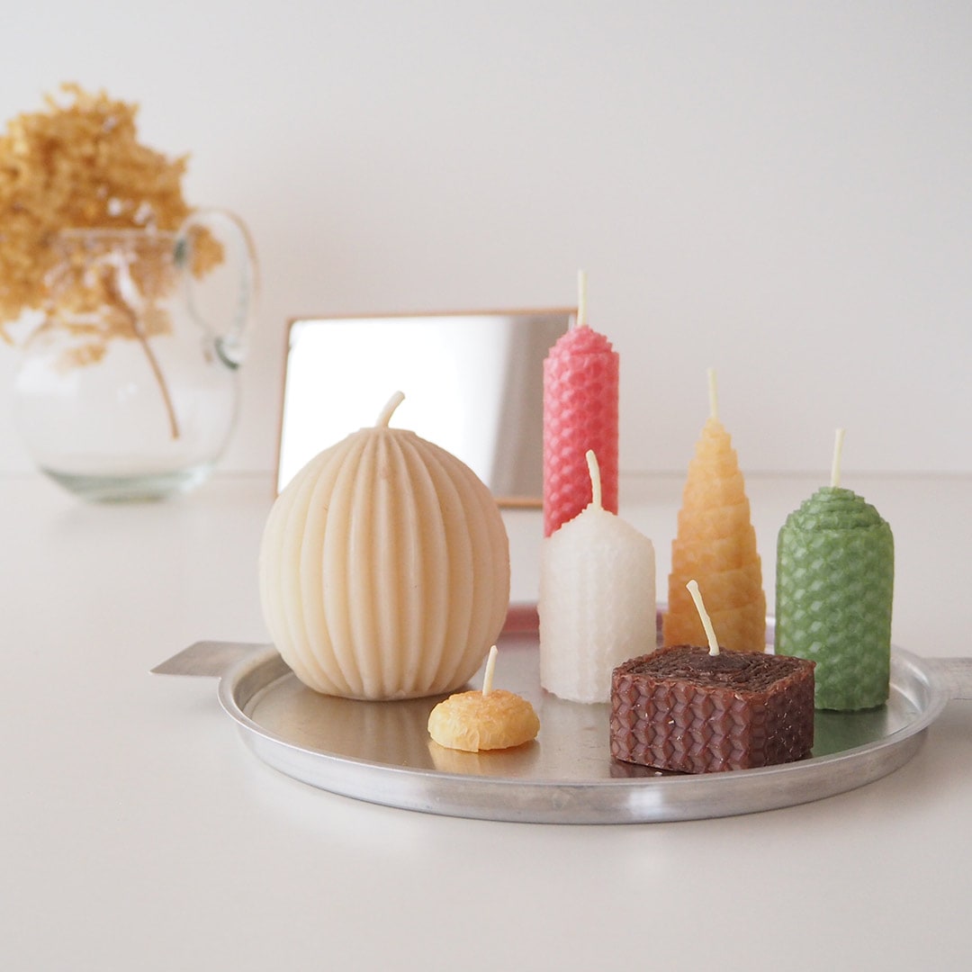 みつろうキャンドル/ひだひだ/ナチュラル | akarizm | 糸島くらし×ここ