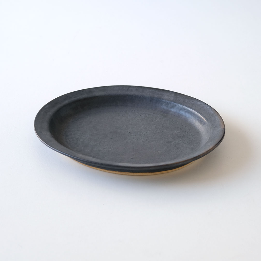 LouBoutin様　新品　陶器　陶芸作家　黒のオーバルリムBOWL5個 y 山本拓也 黒 オーバル皿 L φ27cm×21cm 高さ3.5cm｜ 百福