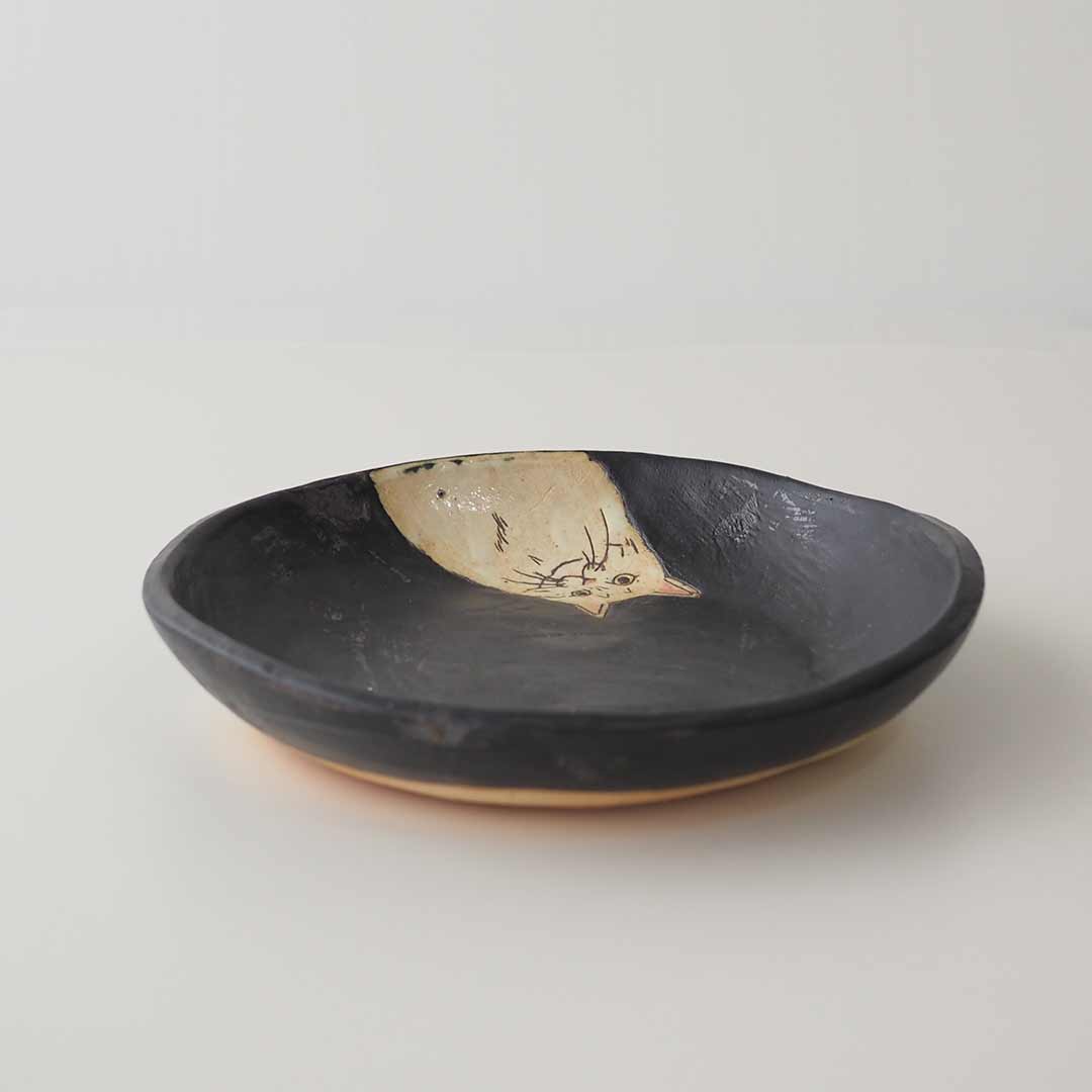 ねこ/イラスト/大皿22cm | 陶工房 Ron | 糸島くらし×ここのき