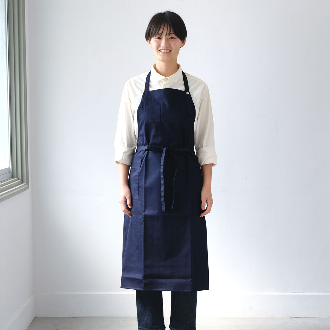 正藍染ヘンプコットン　あいとわエプロン 正藍染ヘンプコットン あいとわエプロン （ワークエプロン/綿