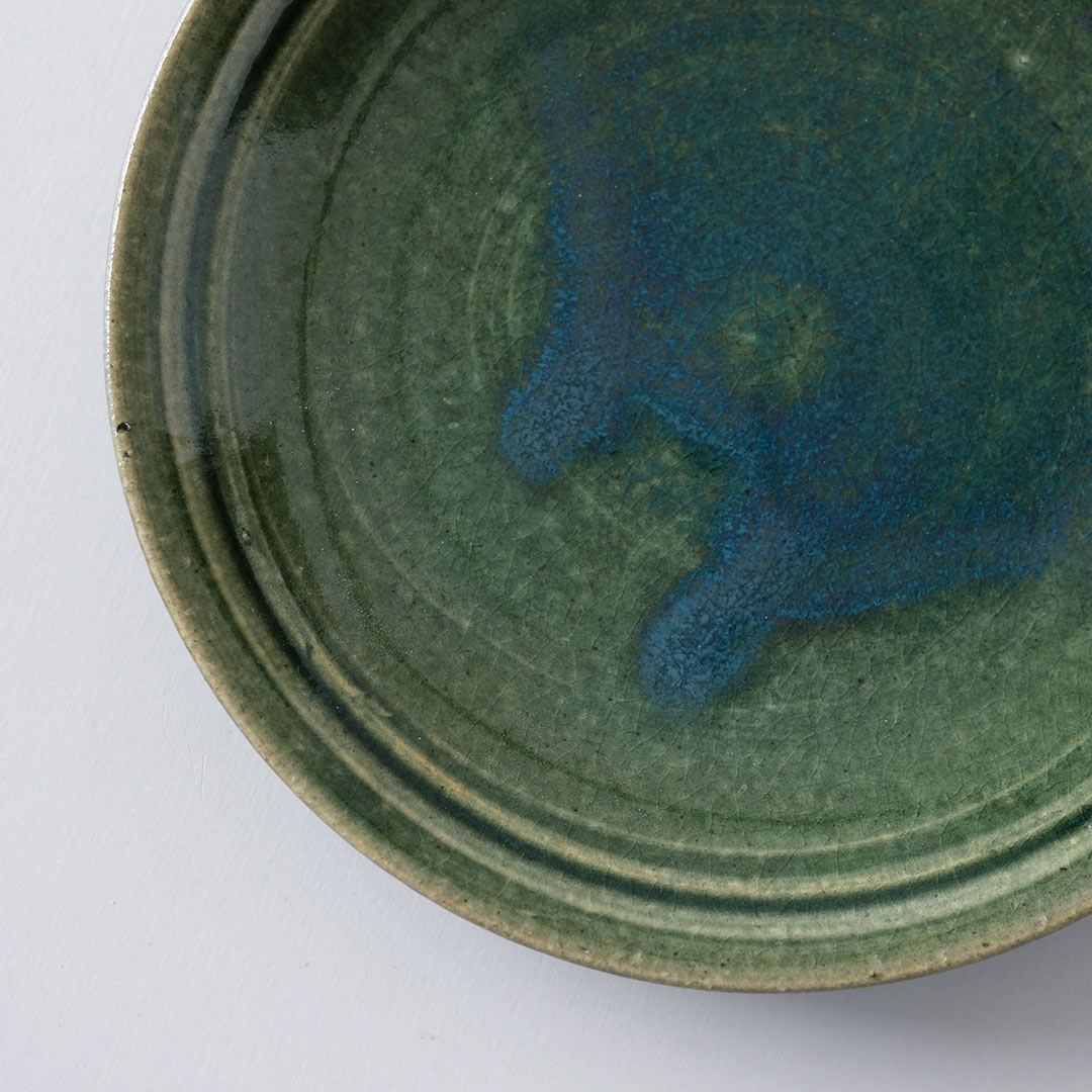 魚の浮彫り緑色陶器皿 魚の浮彫り緑色陶器皿 魚の浮彫り緑色陶器皿