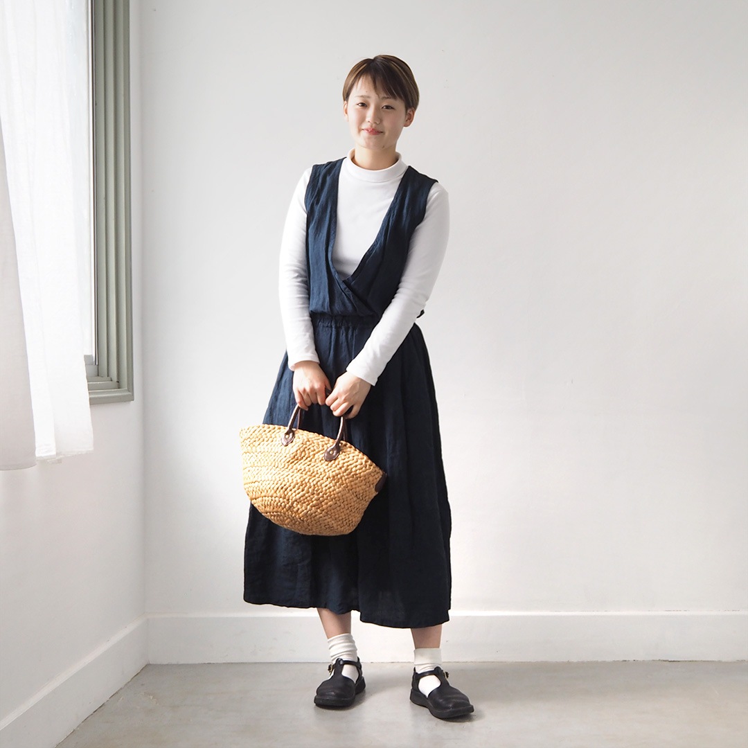 藍染ハンドメイドカシュクールワンピース AO daikanyama 藍染ギャザーカシュクールドレス ワンピース 藍