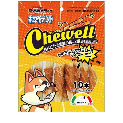 ドギーマン ホワイデント Chewell ヤギミルクササミロールツイストミニ 10本 ◆賞味期限 2026年3月