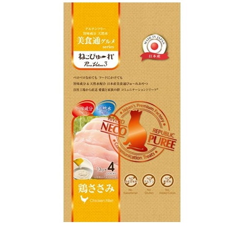 ねこぴゅ～れ 美食通グルメ PureValue3 鶏ささみ 4本入 ◆賞味期限 2025年8月