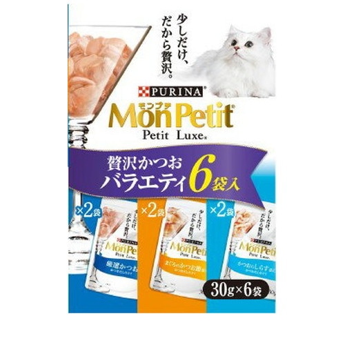 モンプチ プチリュクスパウチ 贅沢かつおバラエティ 30gx6P ◆賞味期限 2026年1月