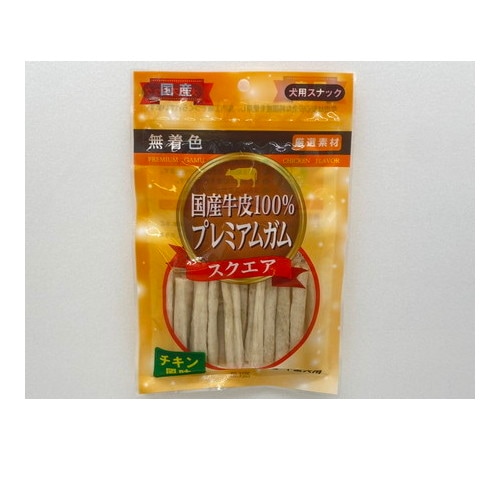 国産牛皮100% プレミアガム スクエア チキン風味 12本 ◆賞味期限 2025年10月