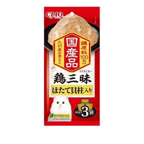 いなば CIAO 鶏三昧 ほたて貝柱入り 60g×3袋 ◆賞味期限 2026年2月