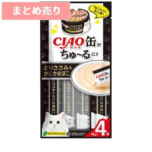 ★6個まとめ売り★いなば CIAO缶ちゅ～る とりささみ＆かにかまぼこ 14g×4本 ◆賞味期限 2026年12月