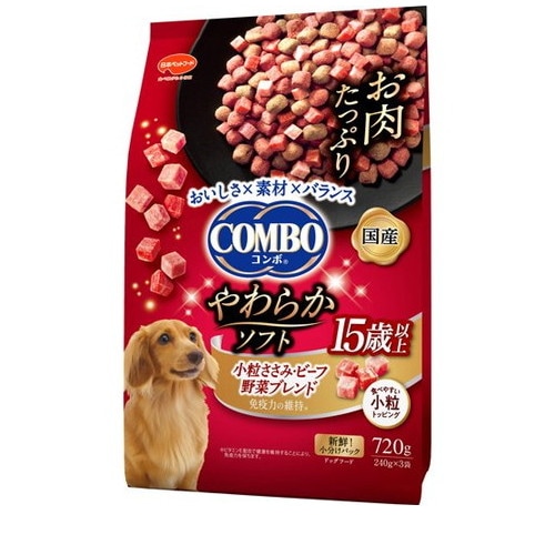 コンボ ドッグ やわらかソフト 15歳以上 小粒ささみ・ビーフ 野菜ブレンド(720g) ◆賞味期限 2026年8月