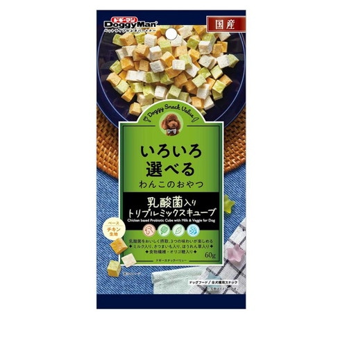 ドギースナックバリュー 乳酸菌入りトリプルミックスキューブ 60g ◆賞味期限 2026年2月