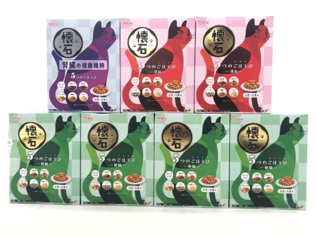 【訳あり】7個セット！懐石 5つのごほうび 深紅 新緑 成猫  ◆賞味期限 2026年8月