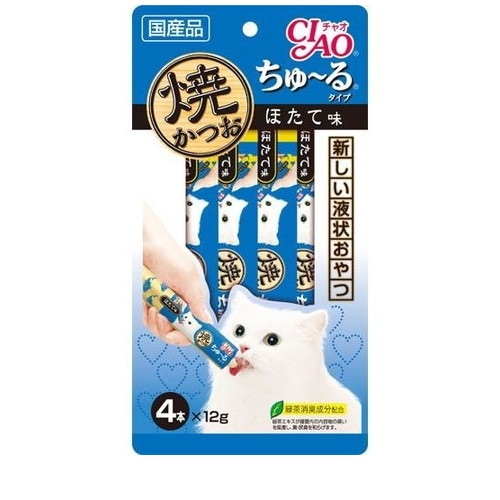 チャオ 焼かつお ちゅ～るタイプ ほたて味(12g*4本入) ◆賞味期限 2026年12月