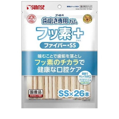 ゴン太の歯磨き専用ガム フッ素プラス ファイバー SSサイズ アパタイトカルシウム(26本入) ◆賞味期限 2025年11月