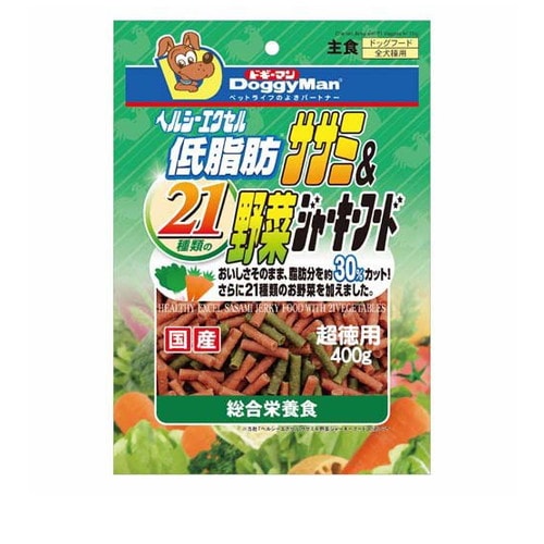 ヘルシーエクセル 低脂肪 ササミ＆21種類の野菜ジャーキー 400g ◆賞味期限 2026年3月