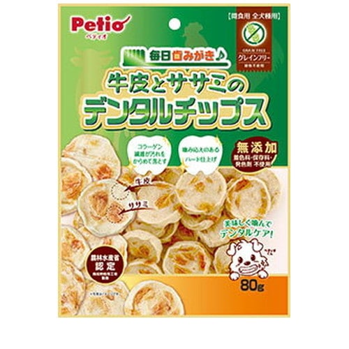 ペティオ 毎日歯みがき 牛皮とササミのデンタルチップス 80g ◆賞味期限 2026年3月