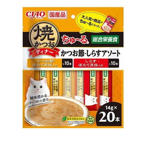 焼かつおディナーちゅ～る かつお節・しらすアソート 14g×20本 ◆賞味期限 2027年6月