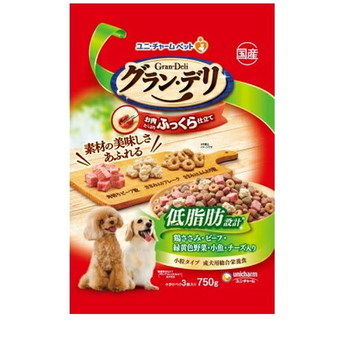 グラン・デリ ふっくら仕立て 低脂肪 鶏ささみ・ビーフ・緑黄色野菜・小魚・角切りビーフ粒入り 750g ◆賞味期限 2026年4月