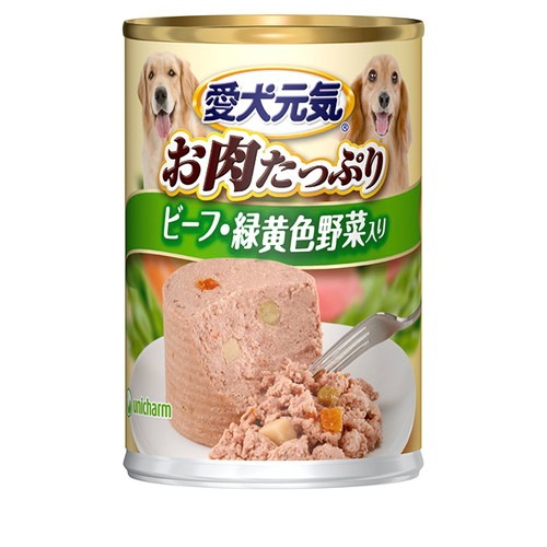 愛犬元気 缶 ビーフ＆緑黄色野菜入り 375g ◆賞味期限 2028年6月
