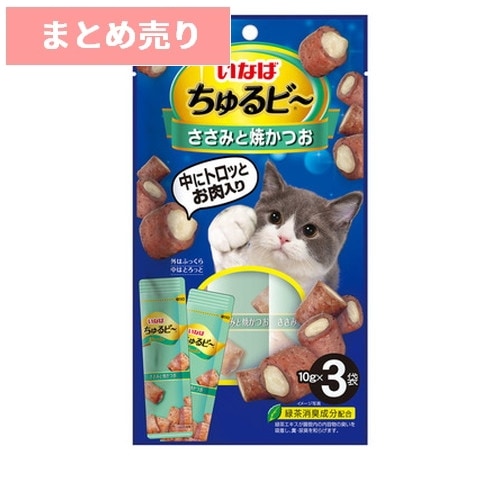 ★6個まとめ売り★いなば ちゅるビ～ ささみと焼かつお 10g×3袋 ◆賞味期限 2027年5月