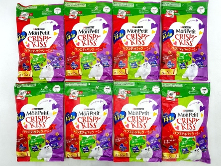 【訳あり】8個セット！モンプチ クリスピーキッス バラエティパック 144g 成猫 ◆賞味期限 2026年8月
