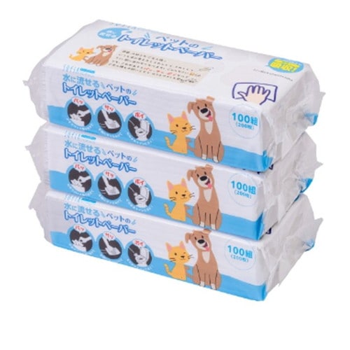 マスコー製紙 ソフィア タッチエコ 水に流せる ペット用 トイレットペーパー 100組(200枚)x3個入