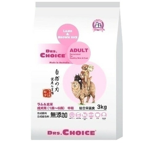 ドクターズチョイス 成犬用 ラム＆玄米 中粒 3kg ◆賞味期限 2026年6月