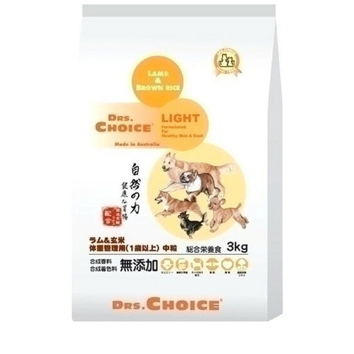 ドクターズチョイス 体重管理用 ラム＆玄米 中粒 3kg ◆賞味期限 2026年6月