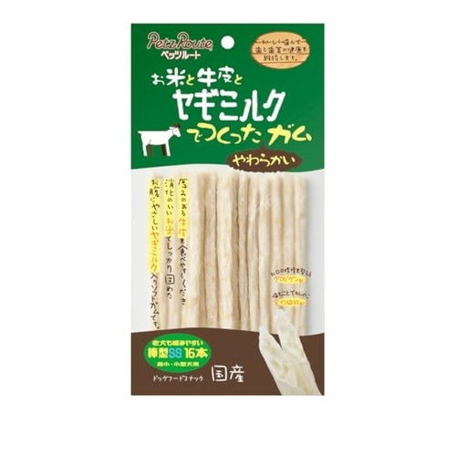 ペッツルート お米と牛皮とヤギミルクでつくったやわらかいガム 棒型SS(16本入) ◆賞味期限 2026年9月
