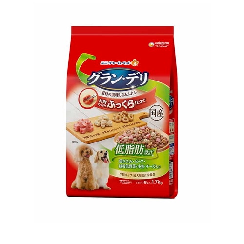グラン・デリ ふっくら仕立て 低脂肪 鶏ささみ・ビーフ・緑黄色野菜・小魚・角切りビーフ粒入り 1.7kg ◆賞味期限 2027年1月