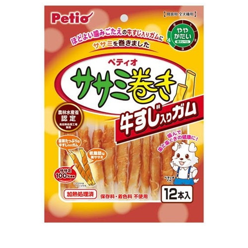 ペティオ ササミ巻き 牛すじ入りガム(12本入) ◆賞味期限 2026年8月