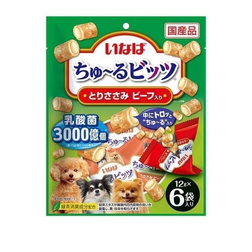 いなば ちゅ～るビッツ とりささみ ビーフ入り 12g×6袋 ◆賞味期限 2027年10月
