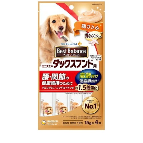 ベストバランスおやつ ミニチュア・ダックスフンド用 高齢向け 鶏ささみ 15gx4本 ◆賞味期限 2026年8月