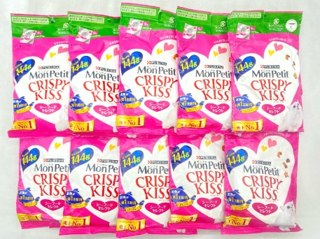 【訳あり】10個セット！モンプチ クリスピーキッス シーフードセレクト 144g 成猫 ◆賞味期限 2026年9月