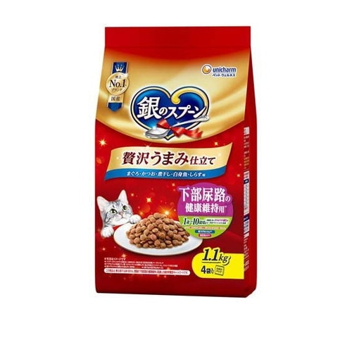 銀のスプーン 贅沢うまみ仕立て 下部尿路の健康維持用 まぐろ・かつお・煮干し・白身魚・しらす味(1.1kg) ◆賞味期限 2027年8月