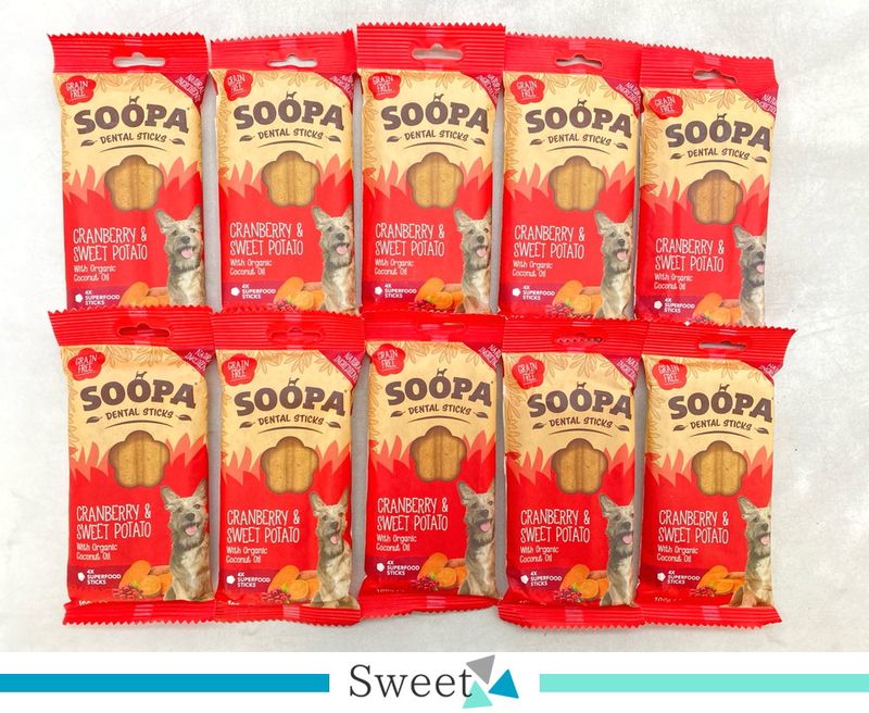 【S05-0802】10個セット！SOOPA スティック クランベリー アンド スウィートポテト 100g 成犬 ドッグフードおやつ ◆賞味期限 2026年7月23日